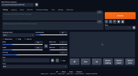 stable diffusion web ui extras.